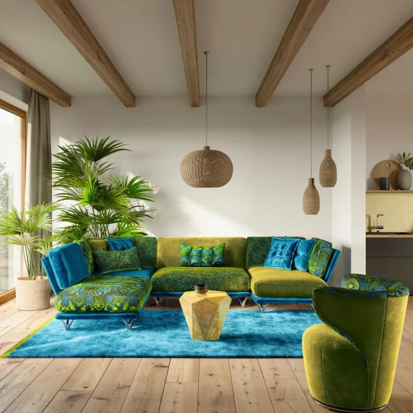 Bretz Sofas & Couches-Wohnlandschaft Napali Türkis