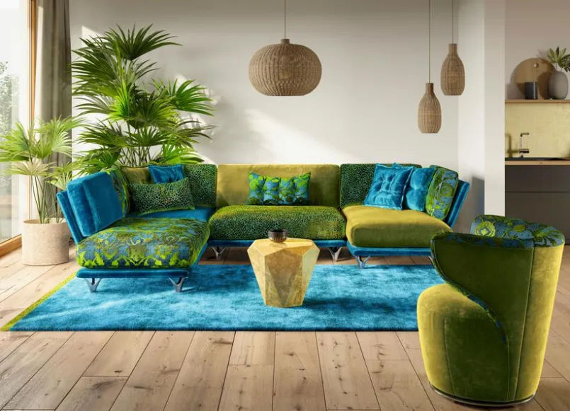 Bretz Sofas & Couches-Wohnlandschaft Napali Türkis