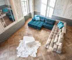 designwerk Sofas & Couches-Wohnlandschaft Temple Beige / Blau