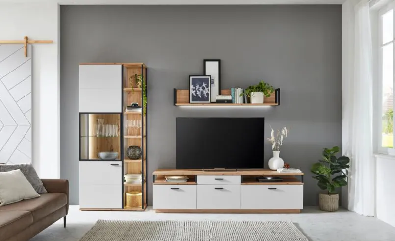 IDEAL Wohnen Wohnwände & Tv-Lowboards-Wohnwand Basset Weiß