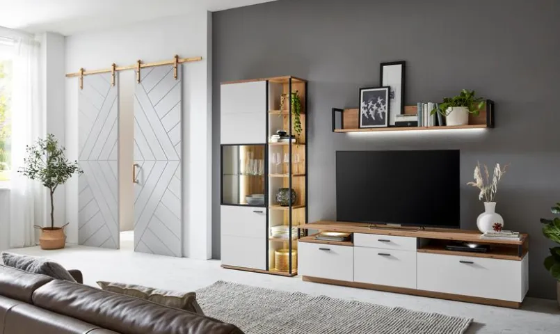 IDEAL Wohnen Wohnwände & Tv-Lowboards-Wohnwand Basset Weiß