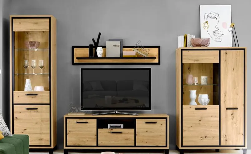 FORTE Wohnwände & Tv-Lowboards-Wohnwand Farida Eiche Artisan