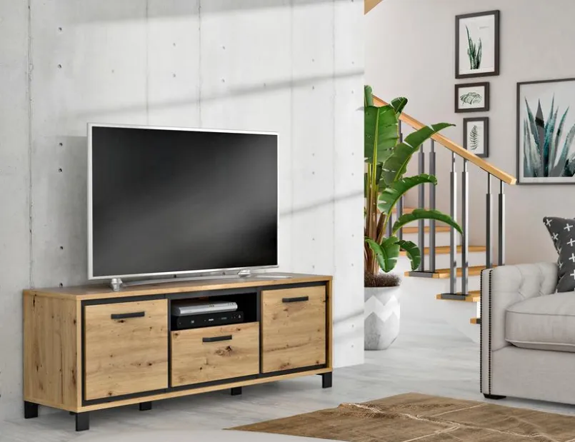FORTE Wohnwände & Tv-Lowboards-Wohnwand Farida Eiche Artisan