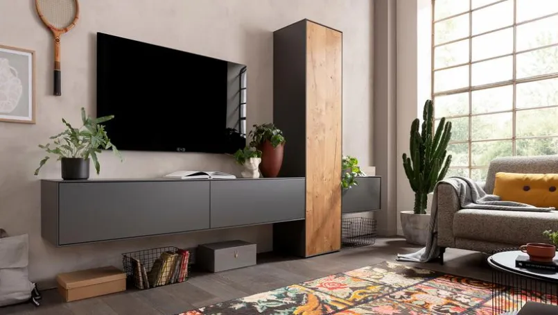 CASEDO Wohnwände & Tv-Lowboards-Wohnwand Linares Schiefer