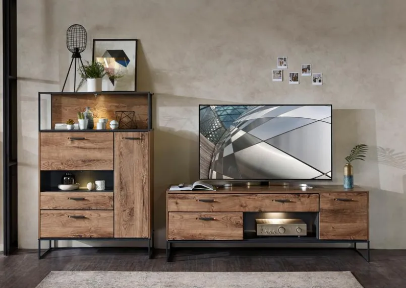 Wohnwände & Tv-Lowboards|Wohnconcept Wohnwand Manhattan 2tlg. Eiche