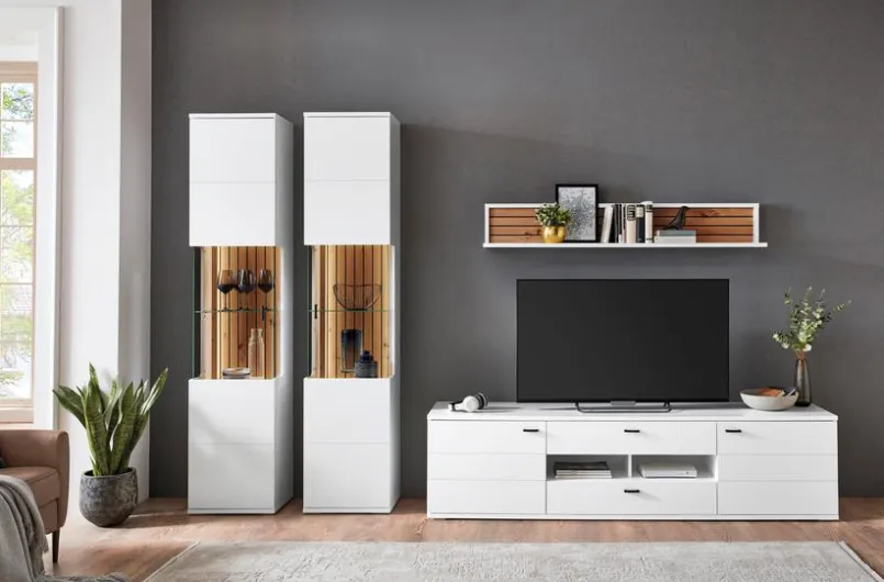 IDEAL Wohnen Wohnwände & Tv-Lowboards-Wohnwand Morella 4tlg. Weiß