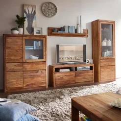 G+K Wohnwände & Tv-Lowboards-Wohnwand New York 4tlg. Sheesham