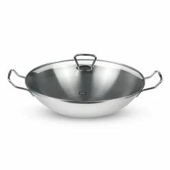 Töpfe|Fissler Wok mit Glasdeckel Kunming Ø 36 cm Silber
